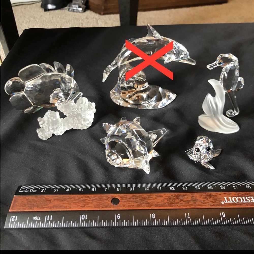 Vintage Retired Swarovski Crystal Figurines Sea Animals